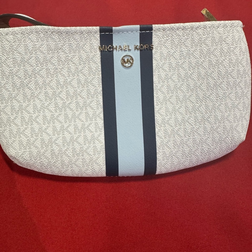 Michael Kors Cream and Navy Clutch